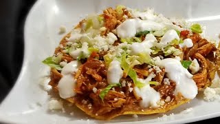 BEST CHICKEN TINGA recipe  how to make easy TOSTADAS ❤ [upl. by Aicinod]