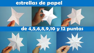 Estrella de papel  4 puntas 5 puntas 6 puntas 8 puntas 9 puntas 10 puntas 12 puntas [upl. by Nilyarg]