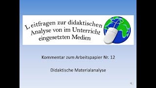 12 Didaktische Materialanalyse [upl. by Airb]