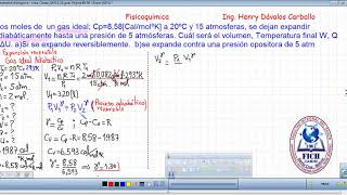 Ejercicio fisicoquimica proceso adiabatico reversible [upl. by Spracklen]