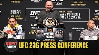 FULL UFC 236 Max Holloway vs Dustin Poirier 2 press conference  ESPN MMA [upl. by Cindie]