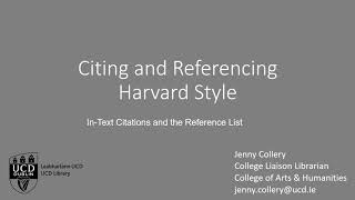 Citing and referencing using the Harvard Style [upl. by Howzell]