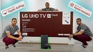 Massive LG 86quot UHD TV Unboxing  Airplay Setup  HomeKit Setup  Xbox Series X Gameplay 4k 120 Hz [upl. by Nadeen]