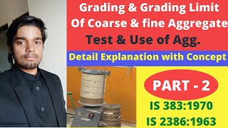 PART2 Grading of Aggregate amp Limit for Coarse Fine aggregate Uses and Various Test on aggregate [upl. by Cis]