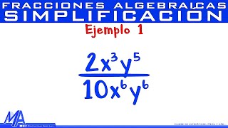 Simplificación de fracciones algebraicas  Ejemplo 1 [upl. by Darla]