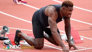 Seattle Seahawks wide receiver DK Metcalf competes in 100m race at USATF Golden Games  NBC Sports [upl. by Lower791]