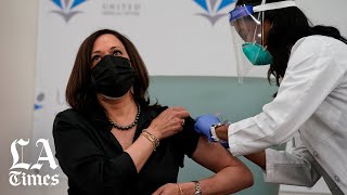 Kamala Harris gets Moderna COVID19 vaccine [upl. by Ynetruoc]