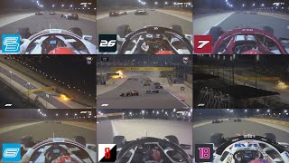 Romain Grosjeans Terrifying Crash Multiple Angles  F1 Bahrain2020 [upl. by Ettegirb]