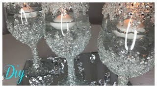 DIY CRUSHED GLASS CENTERPIECE 💍 BLING WEDDING SERIES [upl. by Netsud386]